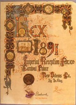 1891 Krewe of Rex ball invitation